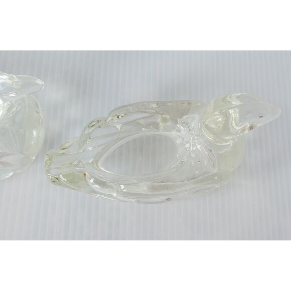 Vintage Lot Of 2  glass DUCK Personal ASHTRAY Pipe Holder Clear Trinket Dish 3" - Picture 6 of 12